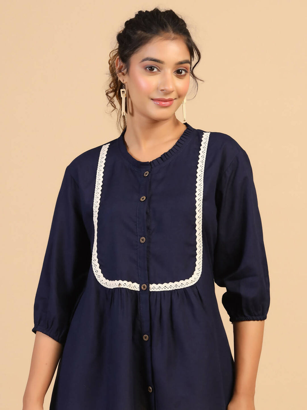 Womens Dark Blue Rayon Solid Top - Keeva | Grocsy