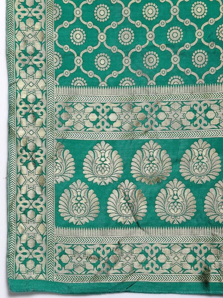 Myshka Women's Green Silk Print Casual Dupatta | Grocsy