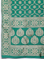 Myshka Women's Green Silk Print Casual Dupatta | Grocsy