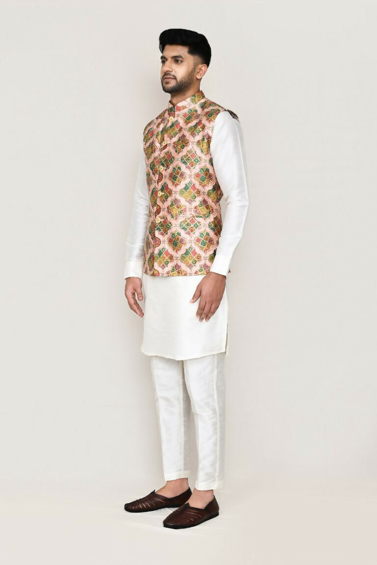Joban Fashion Printed Colored Art Silk Printed Work Men's Jacket | Grocsy