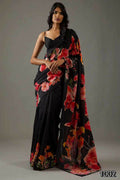 Partywear Designer Black Bright Moss Fancy Saree - Durga | Grocsy