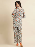 Grey Poly Crepe Digital Printed Top with Matching Bottom - Preeti | Grocsy