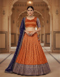 Teeya Creation New Womens Latest Embroidered Designer Lehenga Choli Set - Orange | Grocsy