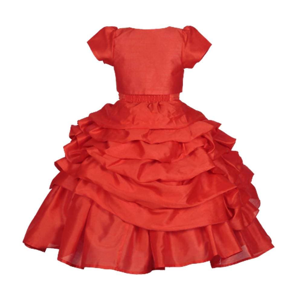 Asmaani Baby Girl's Red Colour Satin A-Line Maxi Full Length Dress (AS-DRESS-22117) | Grocsy