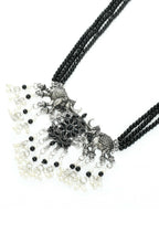 Mominos Fashion Johar Kamal Silver-Plated Brass Finish Elephant Desgin Choker For Women (Black) | Grocsy