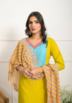 Festive Wear Ethnic Yellow Viscose Stitched Suit With Dupatta - Tanisha | Grocsy