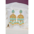 Traditional Gold-Polished Elephant Design Kundan Blue Jhumka Jhumki Earrings By House of Ree - House of Ree