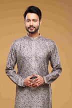 Raivat Ethnic Art Silk Digital Print Pintux Work Kurta Pajama In Grey Colour | Grocsy