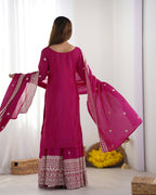 Joban Fashion Pink Kurta Set Silk Sequins , Zari, Coding & Thread Embroidered work | Grocsy