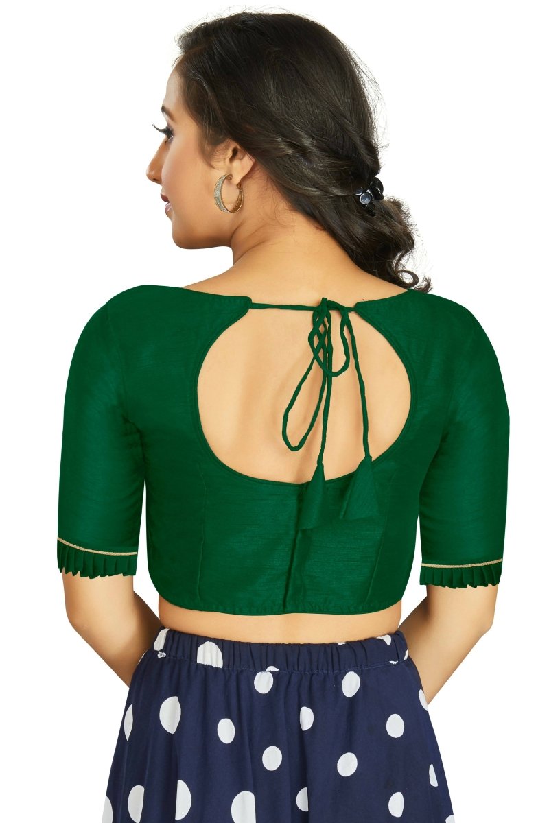 Aastha Fashion Women's Green Art Silk Designer Party Wear Readymade Blouse | Grocsy