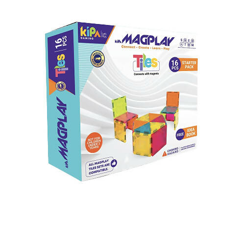 Kipa MagPlay 16 Magnetic Tiles and Blocks 16 pcs Starter Pack Building Educational Toys for Kids | Grocsy