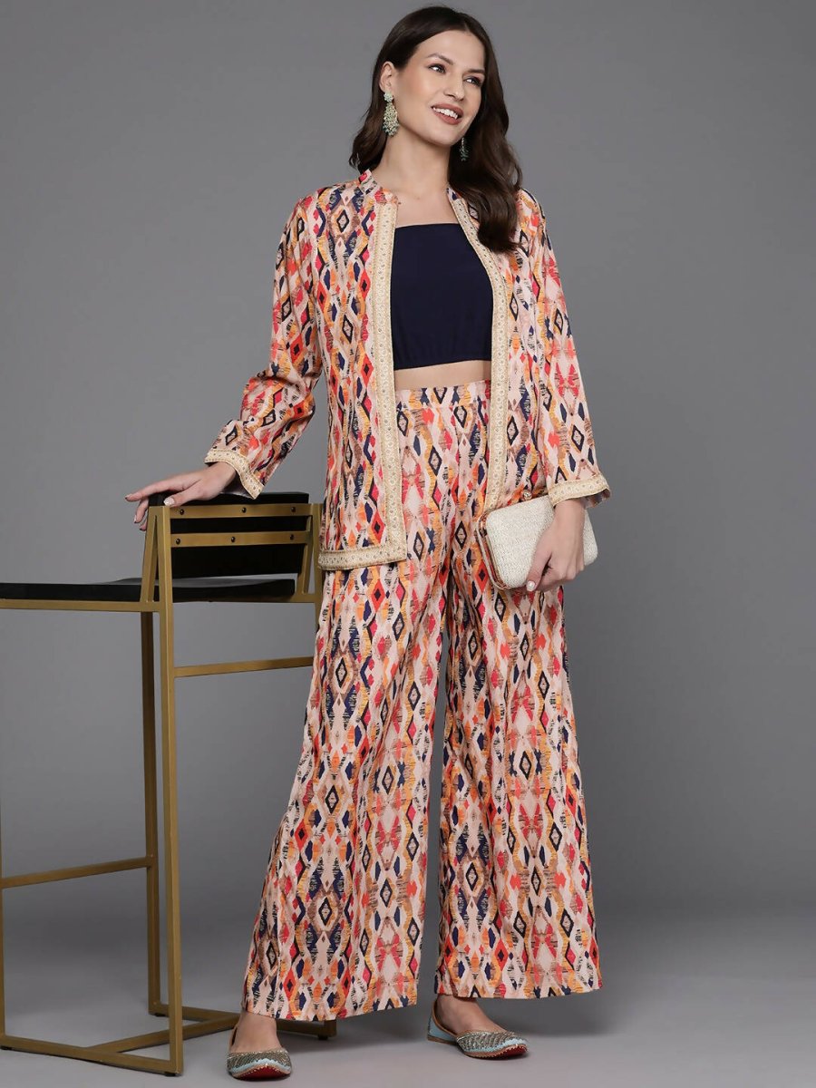 Ahalyaa Women Printed Ethnic Co-Ords - Blue Color | Grocsy