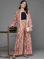 Ahalyaa Women Printed Ethnic Co-Ords - Blue Color | Grocsy