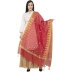 A R Silk VNS Ambi Border Fancy Dupatta Red Color Dupatta or Chunni | Grocsy