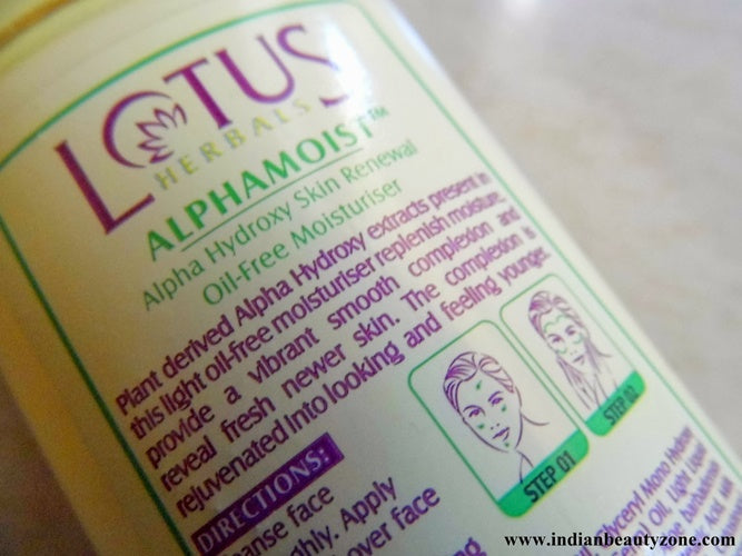 Lotus Herbal Alphamoist Alpha Hydroxy Skin Renewal Oil Free Moisturiser | Grocsy