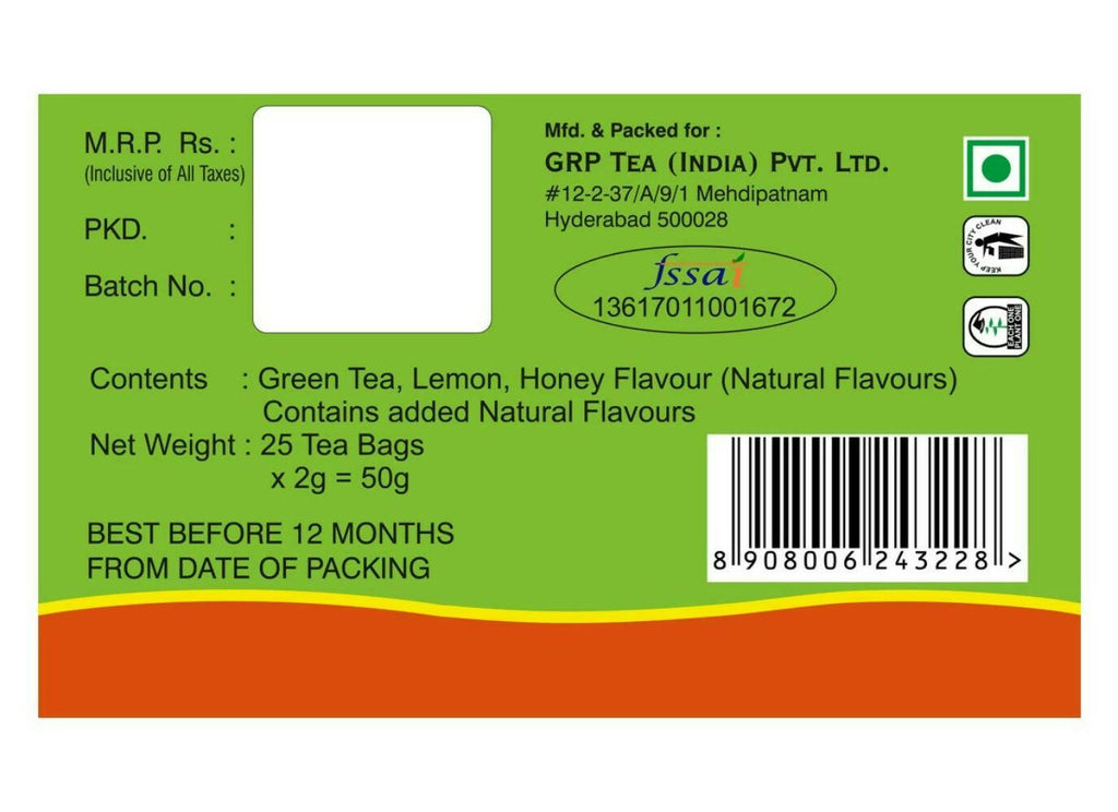 Tanza Tea Slim Green Tea Bags Lemon Honey | Grocsy