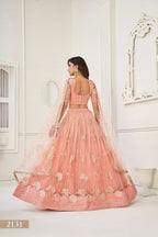 Eilara Women'S Peach Butterfly Net With Sequins And Embroidery Work Lehenga Choli For Party Wear | Grocsy