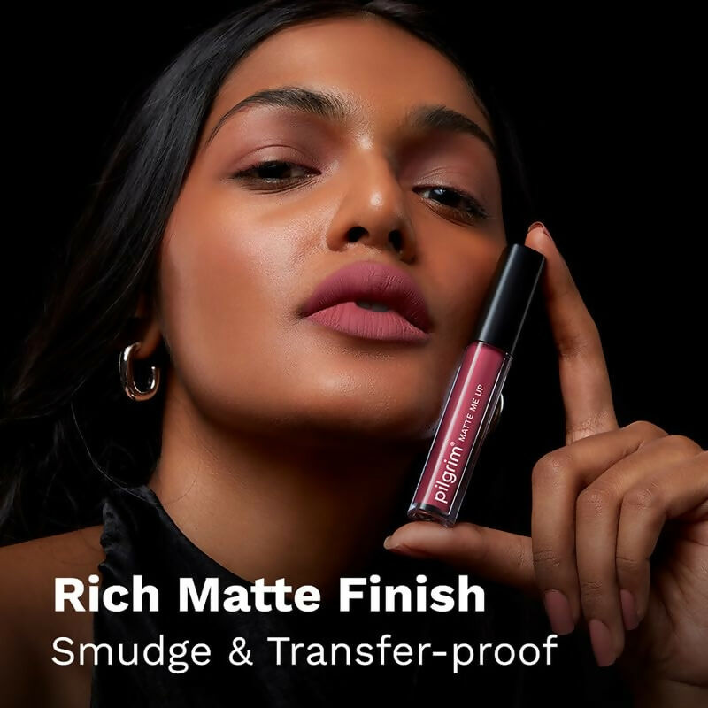 Pilgrim Liquid Matte Lipstick with Hyaluronic Acid - Pink Kisses | Grocsy