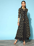 Ahalyaa Women's Olive Printed Jacket Style Dress | Grocsy