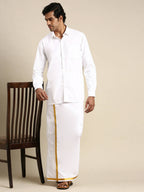 Ramraj Cotton Mens Full Sleeve Formal 100 % Cotton White Shirt | Grocsy