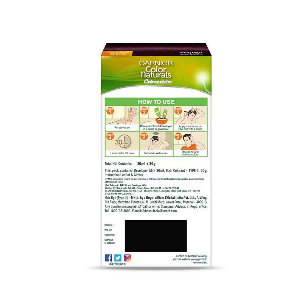 Garnier Color Naturals Creme Riche Men Hair Color - Shade 3.16 Burgundy | Grocsy