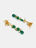 Ruby Raang 22k Gold Polished Long Kundan And Emerald Earrings | Grocsy