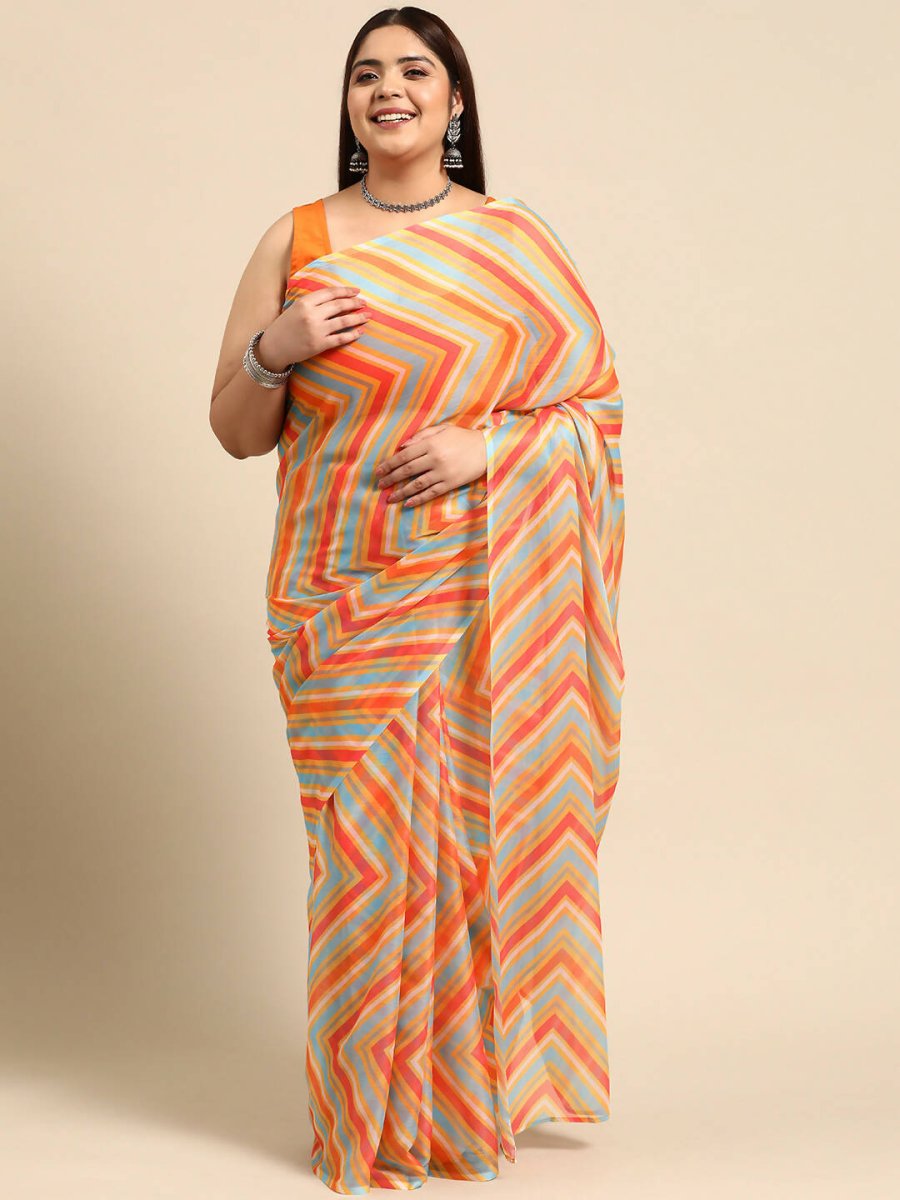 Ahalyaa Women's Traditional wear Saree - Orange | Grocsy