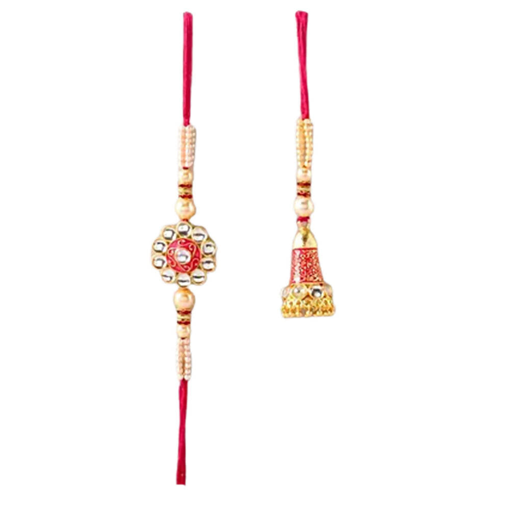 Traditional Meenakari Lumba And Kundan Rakhi Set | Grocsy