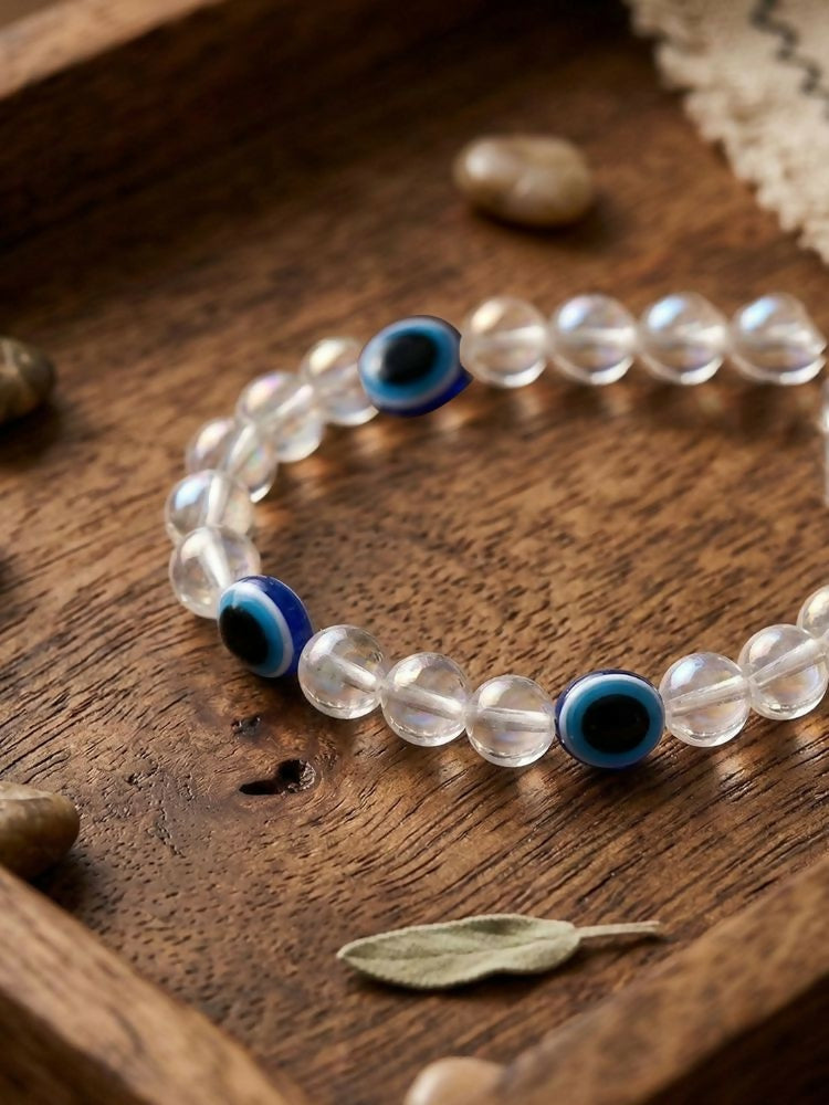 NVR White Crystal Evil Eye Bracelet for Men & Women | Grocsy