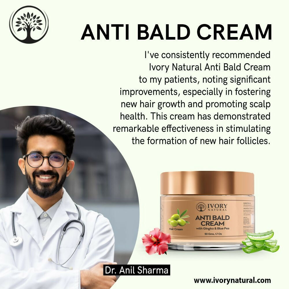 Ivory Natural Bald Cream For Hair For Stimulate Growth Of Hair, Avoid Thinning | Grocsy