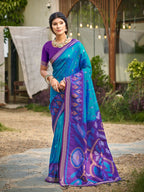 Shree Shyam Fashion Blue Soft Silk Saree | Grocsy