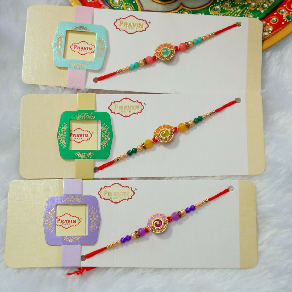 Indianvibez Meenakari Work With Stone Fancy Desginer Rakhi | Grocsy