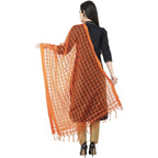 A R Silk Cotton Square Regular Dupatta Orange Color Dupatta or Chunni | Grocsy