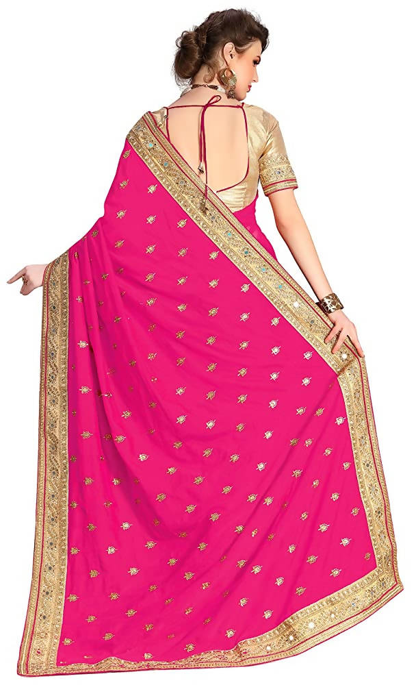 Sarvadarshi Fashion Women's Light Pink Brocade Silk Saree With Unstitched Blouse | Grocsy