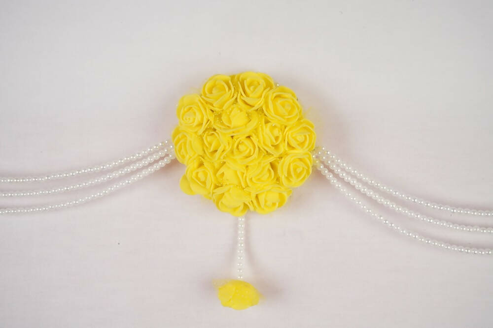 Kundan HandiKrafts Yellow Rose Bunch Thoranna | Grocsy