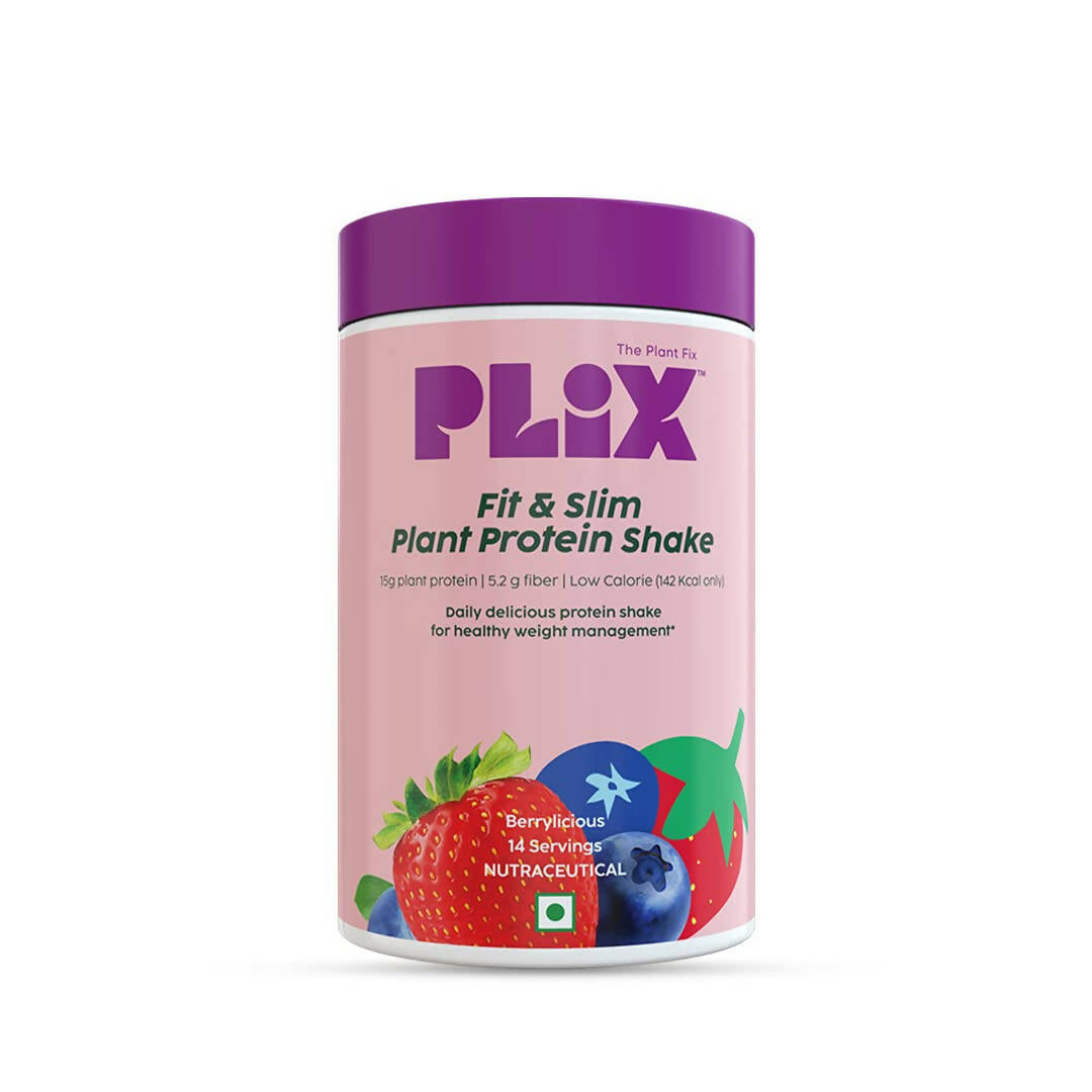 PLIX The Plant Fix Fit & Slim Smoothie Plant Protein Shake Powder - Strawberry | Grocsy