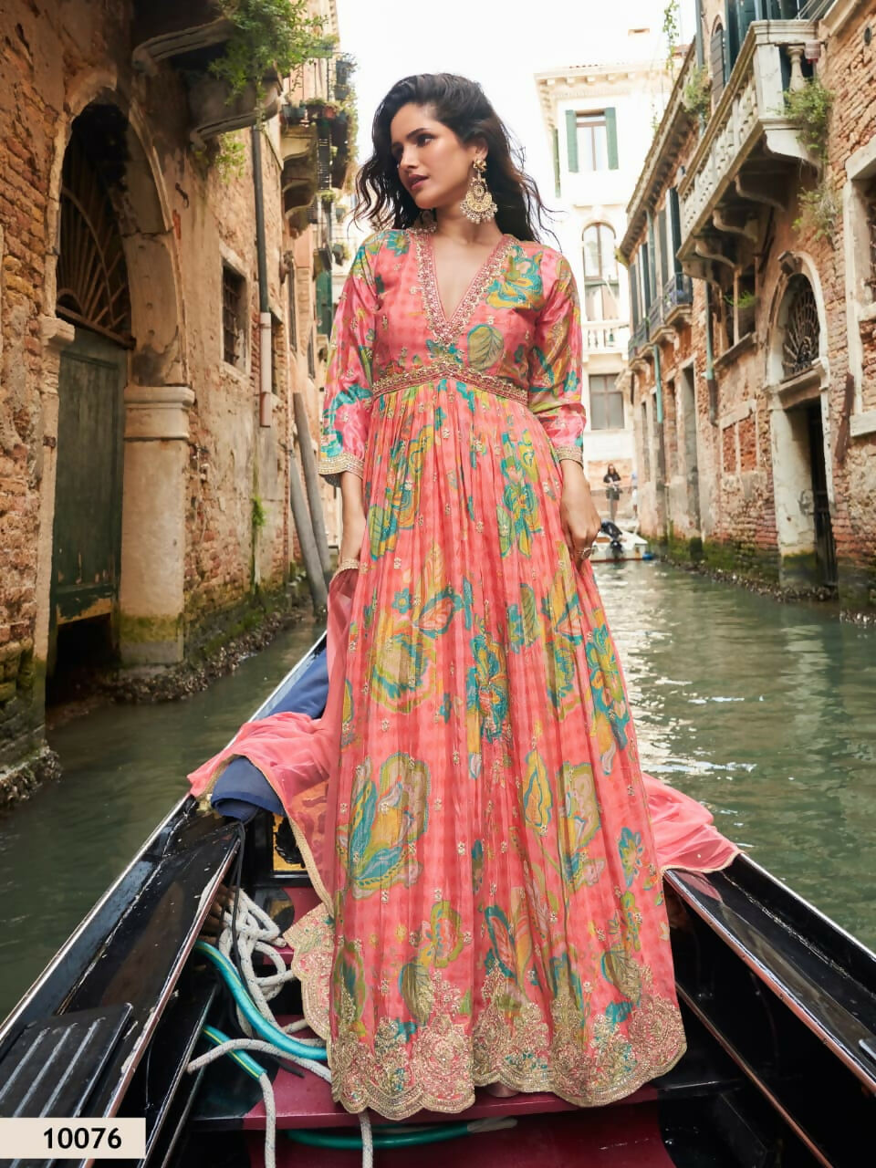Anaita Pink Chinon Silk Readymade Anarkali Suit with Embroidery Work | Grocsy