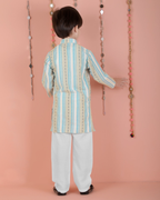 Joban Fashion Kids Island Cotton Full Sleeves Striped Kurta and Pyjama- Blue | Grocsy