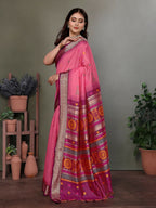 Joban Fashion Pink Floral Banarasi Silk Sarees | Grocsy