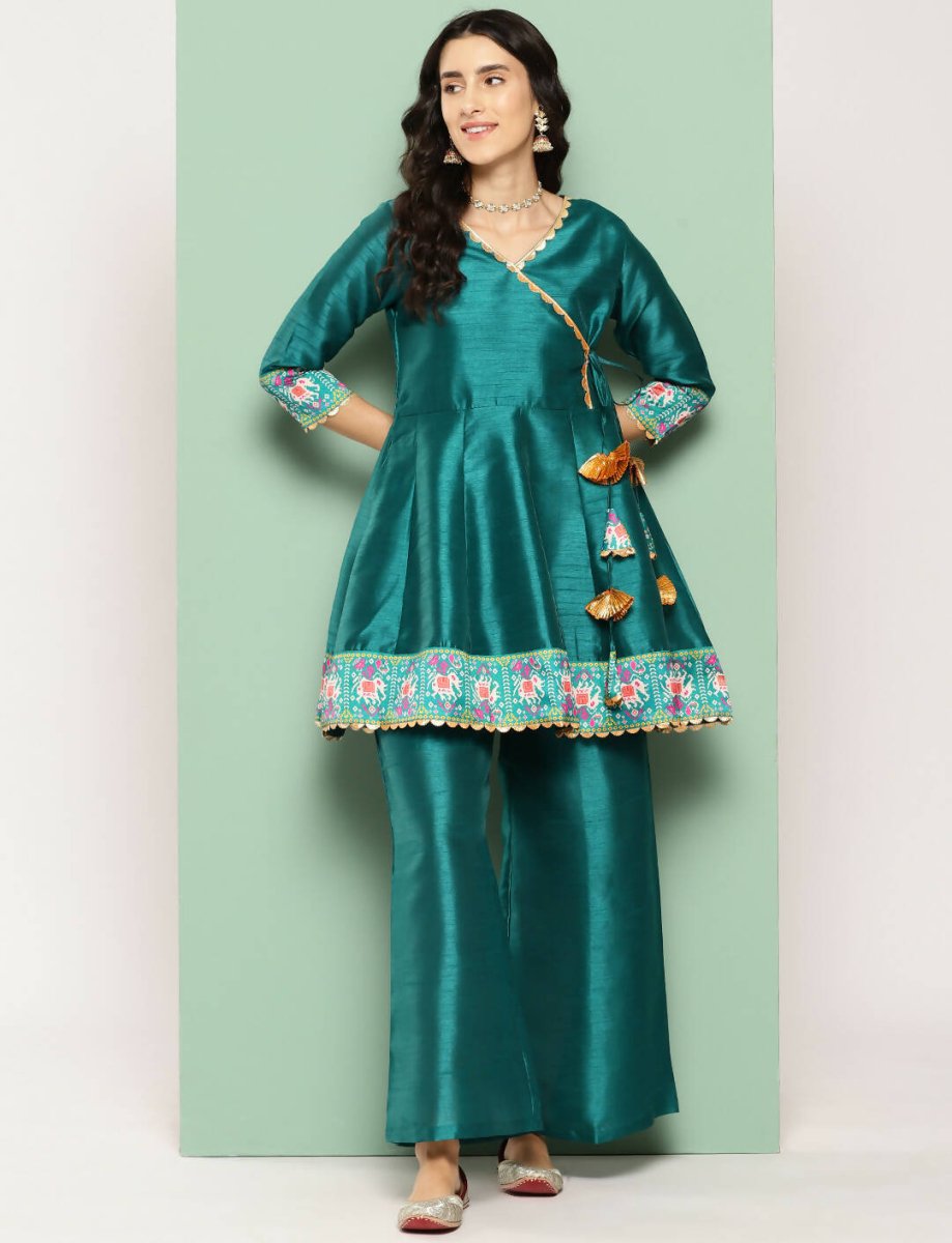 Ahalyaa Women's Traditional Wear Co-ods - Green | Grocsy