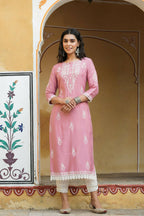 Juniper Women's Onionpink Shantoon Printed Straight Kurta | Grocsy