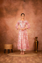 Joban Fashion Pink Floral Hand Block Printed Cotton Kurta Pant Set | Grocsy