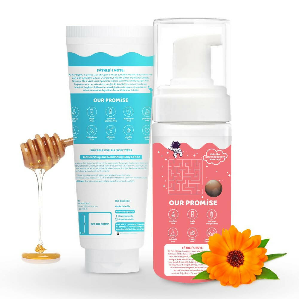 Tiny Mighty Kids Foam Body Wash And Body Lotion Combo | Grocsy