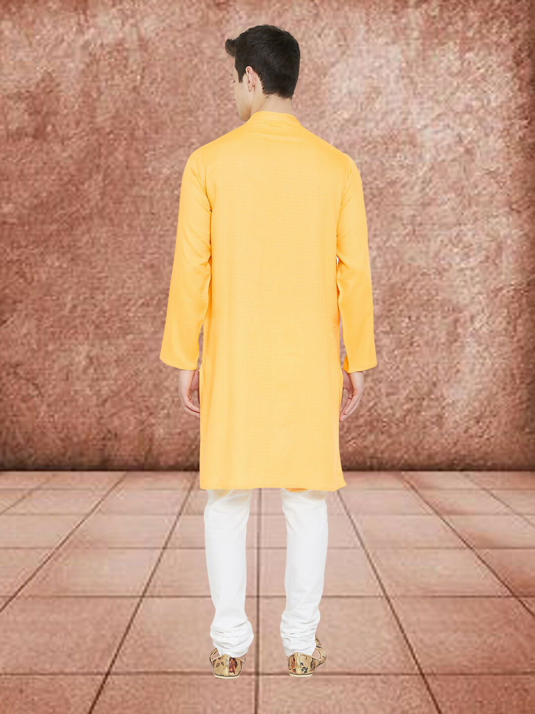 Even Apparels Men's Embroided Yellow Kurta | Grocsy