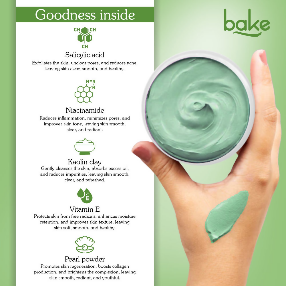 Bake Kiss The Frog Anti Acne Clay Mask With 2% Salicylic Acid & Niacinamide | Grocsy