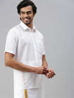 Ramraj Cotton Mens Half Sleeve Formal White Shirt | Grocsy