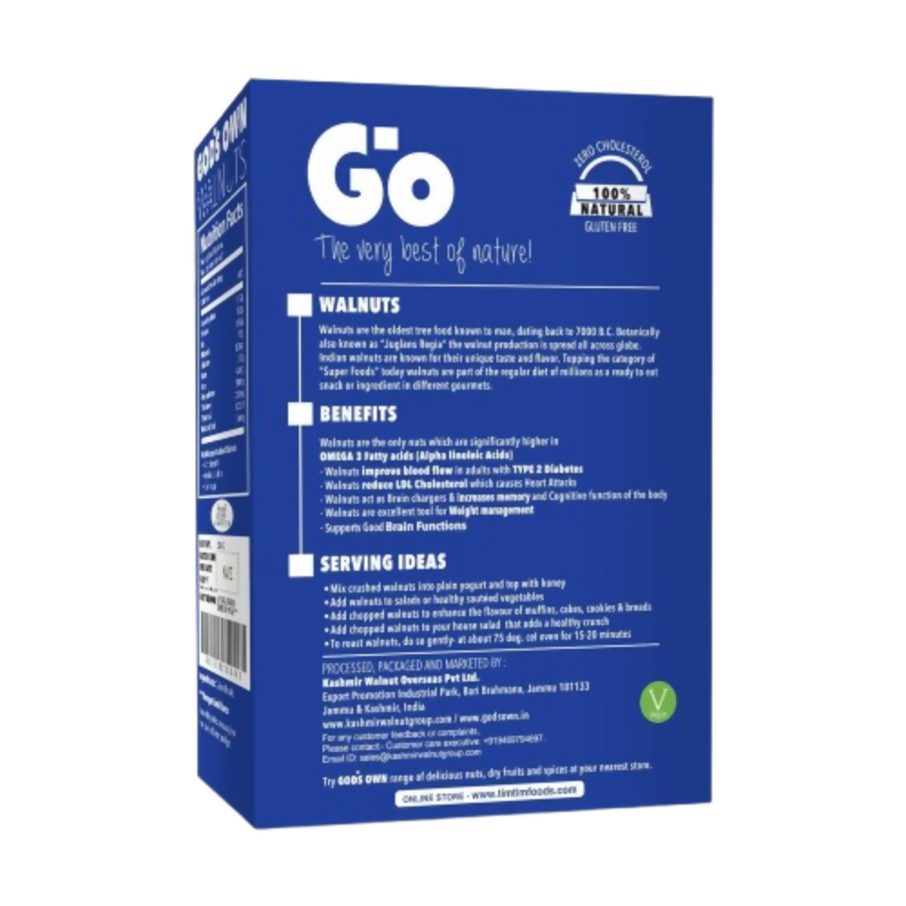Go Organic Kashmiri Light Quarters Walnuts Kernels (Without Shell) | Grocsy