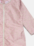 Ahalyaa Pink Poly Silk Straight Kids Kurta Palazzo Set For Girls | Grocsy