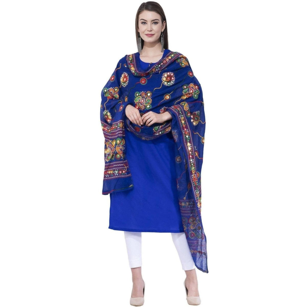 A R Silk Royal Blue Color Gurjari Pure Cotton Dupattas and Chunnis | Grocsy
