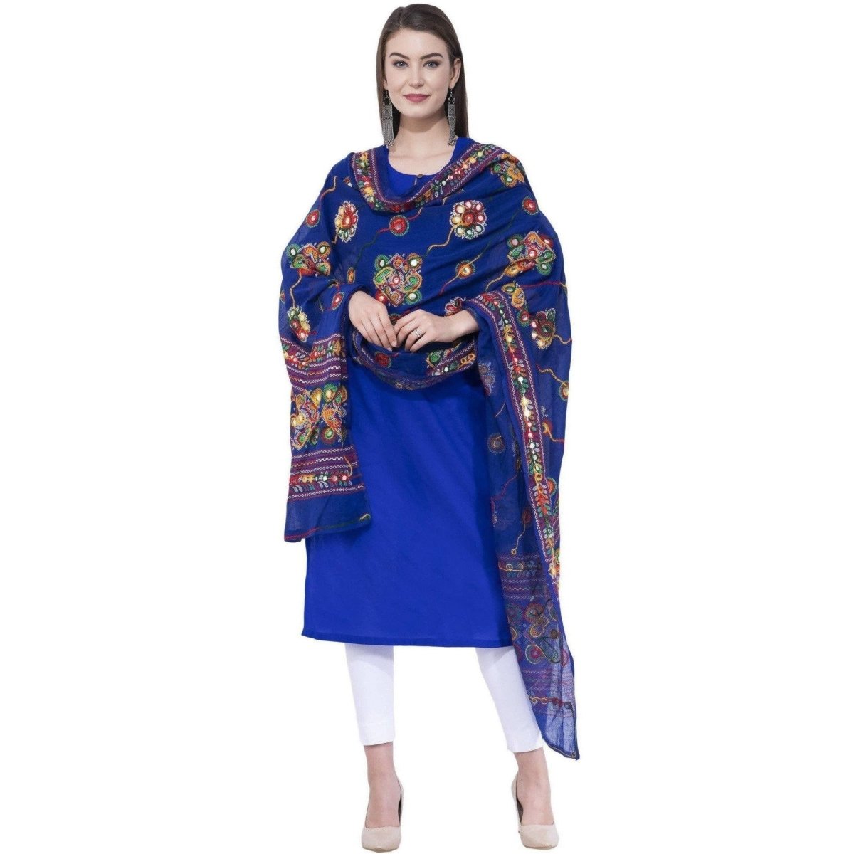 A R Silk Royal Blue Color Gurjari Pure Cotton Dupattas and Chunnis | Grocsy